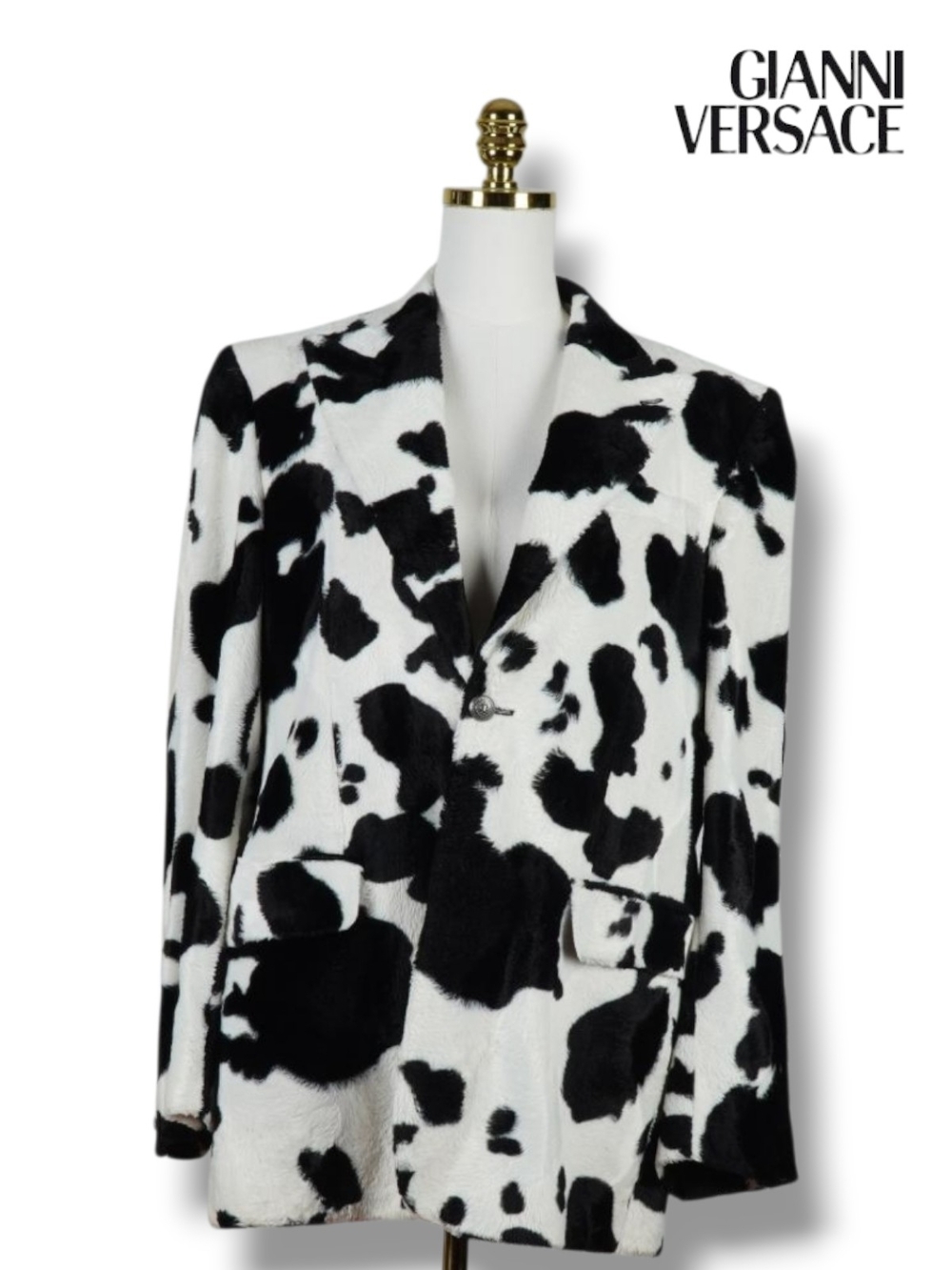 Versus Gianni Versace Cow Print Blazer 1990s Vintage Italy IT 48 Women's M/L